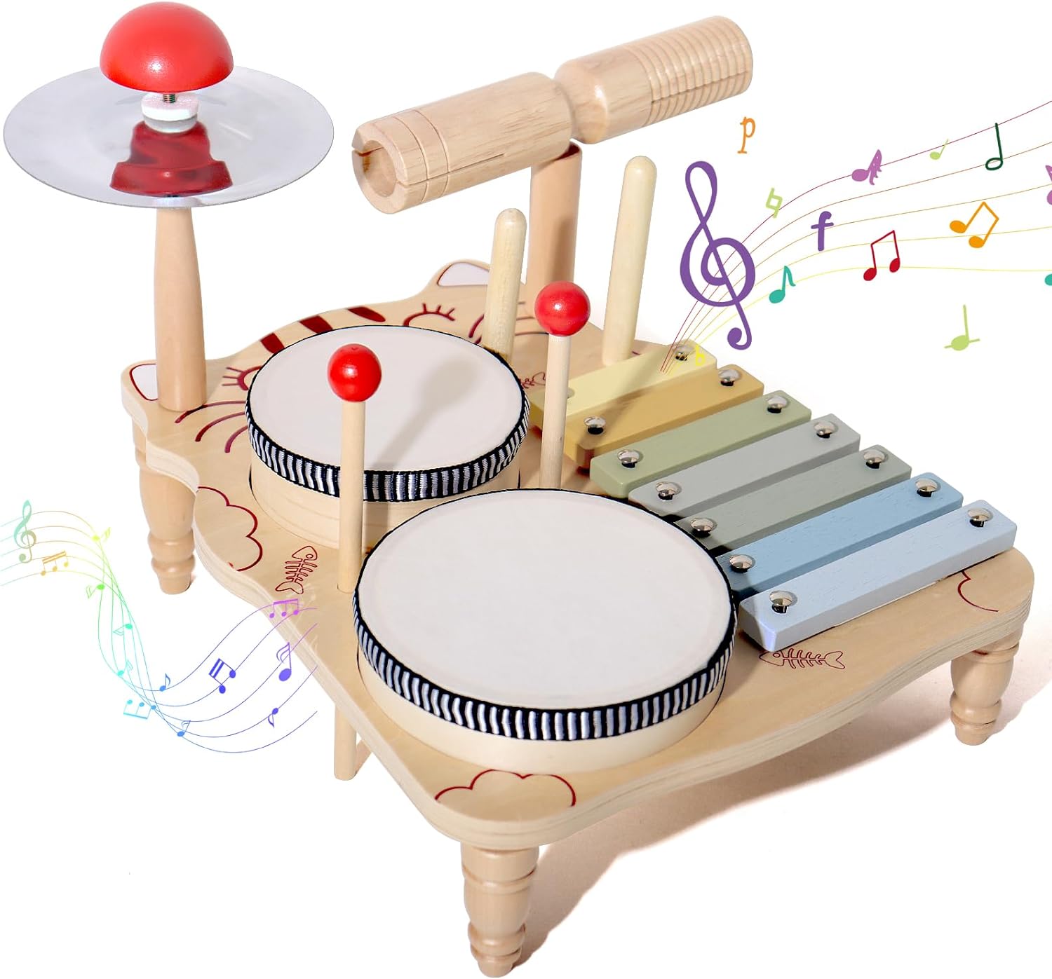 Musical Instrument Harmonium - 유아용 나무 실로폰 드럼 세트, 몬테소리