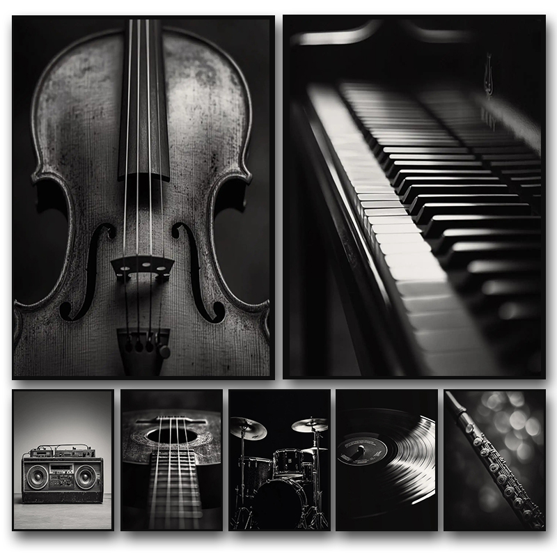 클래식 악기 사진 포스터 바이올린 비닐 레코드 색소폰  - Picture Of Musical Instrument 리뷰 및 가격