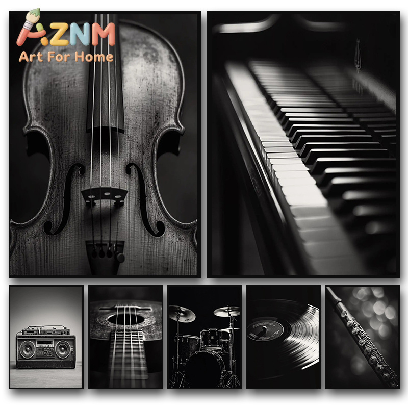 클래식 악기 사진 포스터 바이올린 비닐 레코드 색소폰  - Picture Of Musical Instrument 리뷰 및 가격